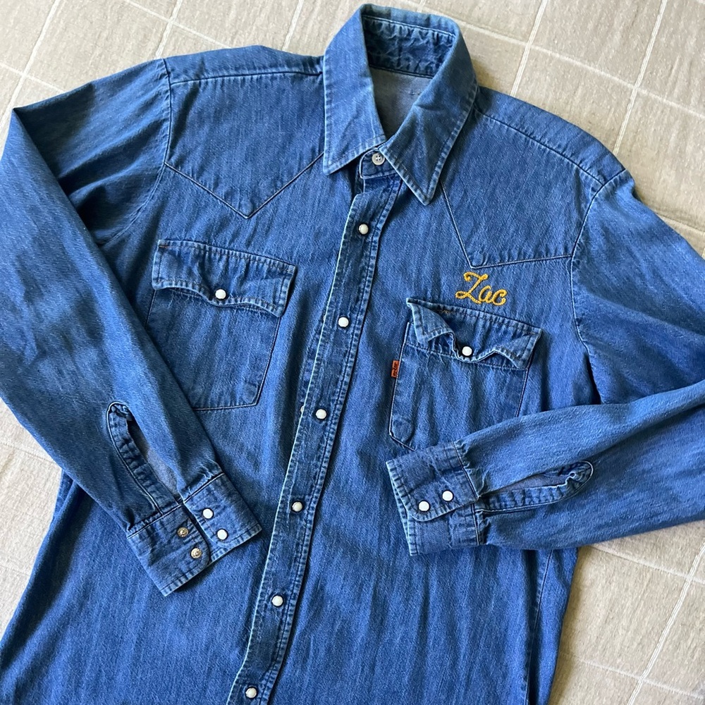 Vintage Levis Denim Shirt Orange Tab